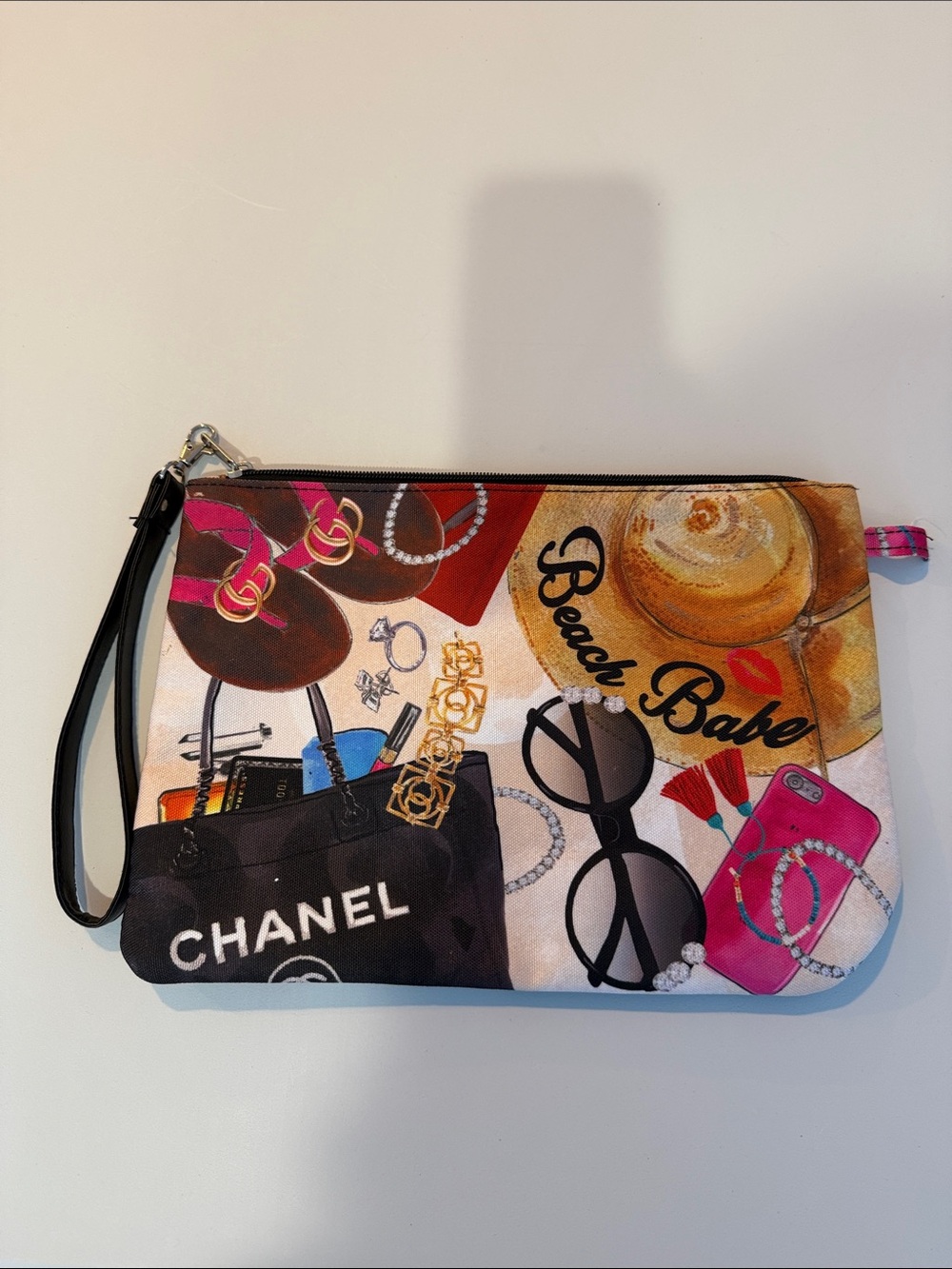 Jodi Pedri Beach Babe Print Wristlet Makeup Bag